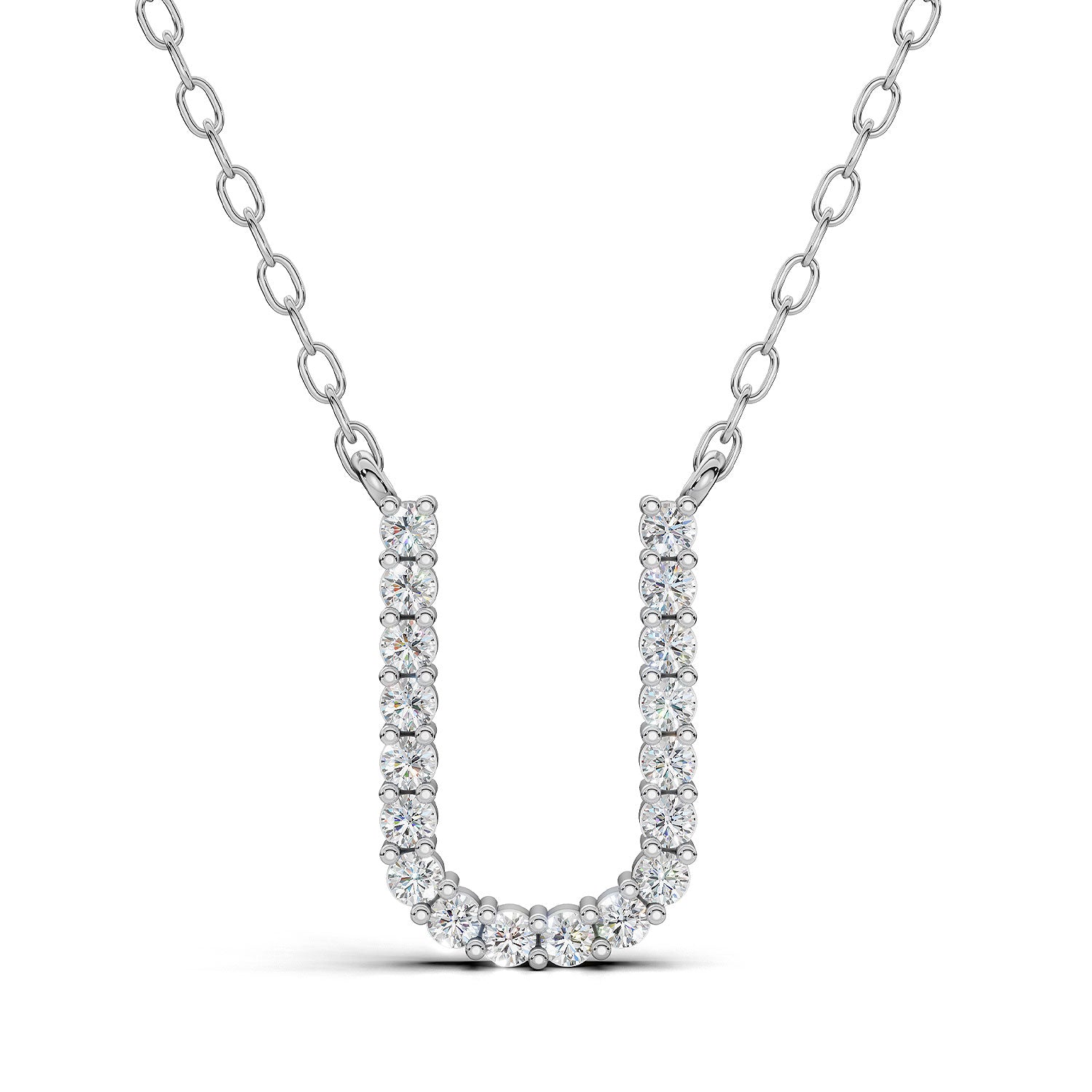 PENELOPE diamond initial pendant, letter U, white gold