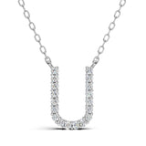 PENELOPE diamond initial pendant, letter U, white gold