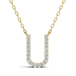 PENELOPE diamond initial pendant, letter U, yellow gold