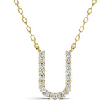 PENELOPE diamond initial pendant, letter U, yellow gold