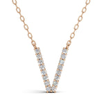 PENELOPE diamond initial pendant, letter V, rose gold