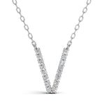 PENELOPE diamond initial pendant, letter V, white gold