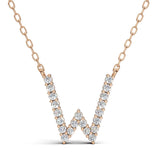 PENELOPE diamond initial pendant, letter W, rose gold