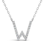 PENELOPE diamond initial pendant, letter W, white gold