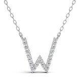 PENELOPE diamond initial pendant, letter W, white gold