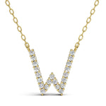 PENELOPE diamond initial pendant, letter W, yellow gold