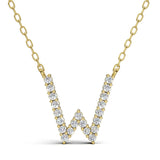 PENELOPE diamond initial pendant, letter W, yellow gold