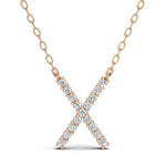 PENELOPE diamond initial pendant, letter X, rose gold