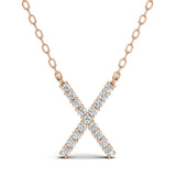 PENELOPE diamond initial pendant, letter X, rose gold