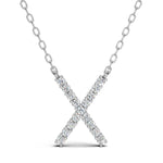 PENELOPE diamond initial pendant, letter X, white gold