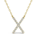 PENELOPE diamond initial pendant, letter X, yellow gold