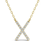 PENELOPE diamond initial pendant, letter X, yellow gold