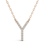 PENELOPE diamond initial pendant, letter Y, rose gold