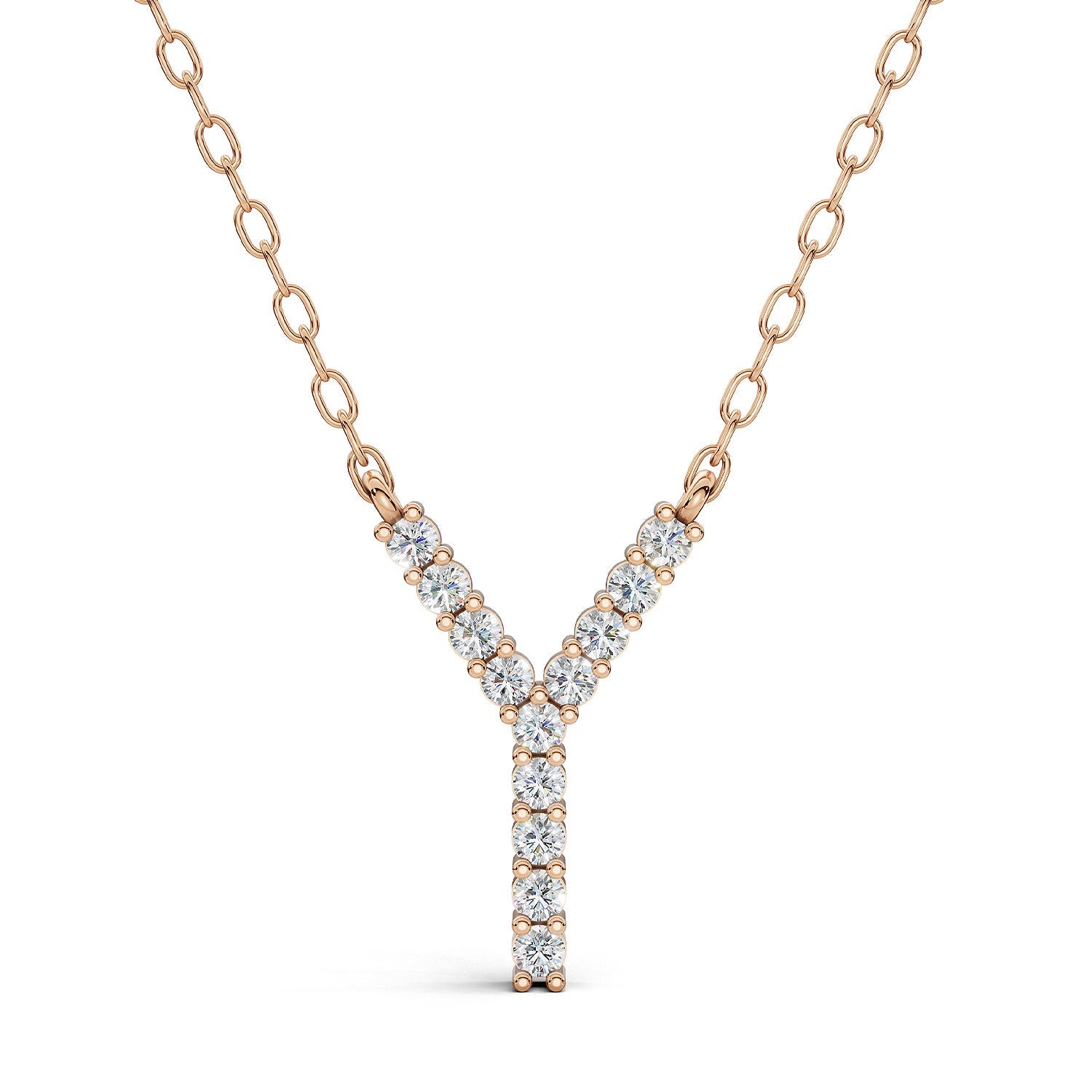 PENELOPE diamond initial pendant, letter Y, rose gold