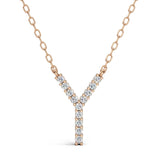 PENELOPE diamond initial pendant, letter Y, rose gold