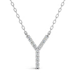 PENELOPE diamond initial pendant, letter Y, white gold