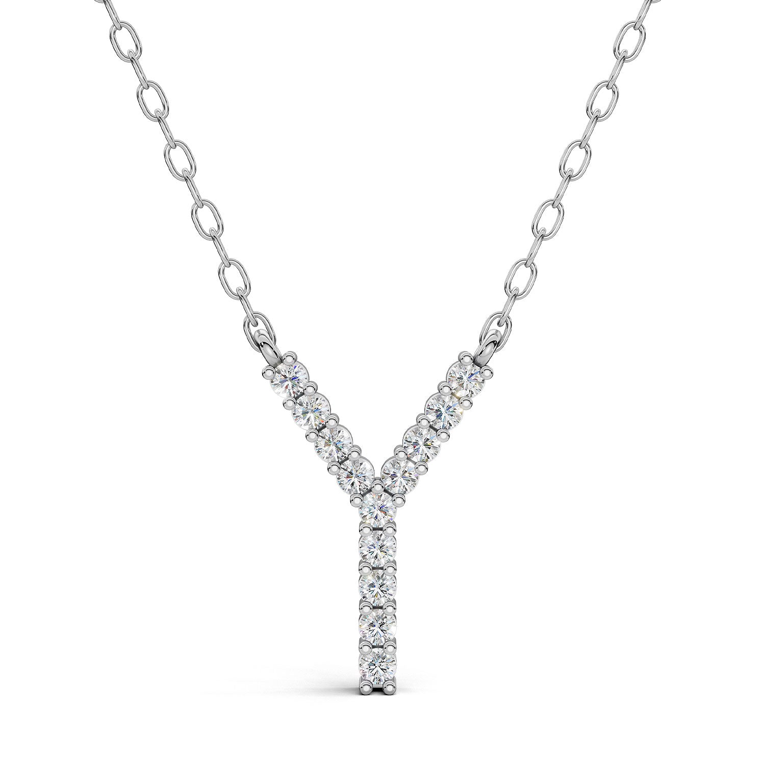 PENELOPE diamond initial pendant, letter Y, white gold