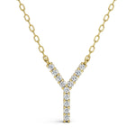 PENELOPE diamond initial pendant, letter Y, yellow gold