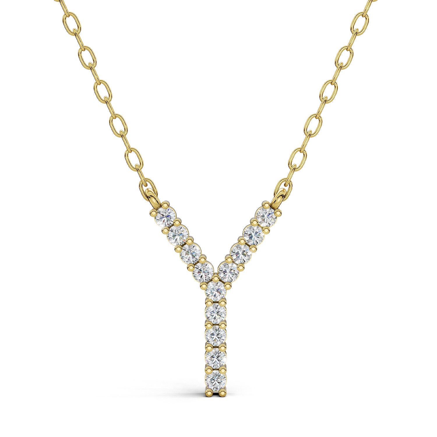 PENELOPE diamond initial pendant, letter Y, yellow gold
