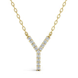PENELOPE diamond initial pendant, letter Y, yellow gold