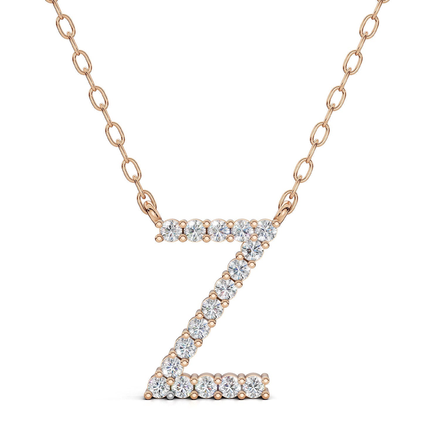 PENELOPE diamond initial pendant, letter Z, rose gold