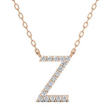 PENELOPE diamond initial pendant, letter Z, rose gold