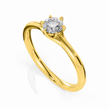 ELARA | Six-Claw Round Brilliant Diamond Ring in Yellow Gold