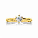 ELARA | Six-Claw Round Brilliant Diamond Ring in Yellow Gold