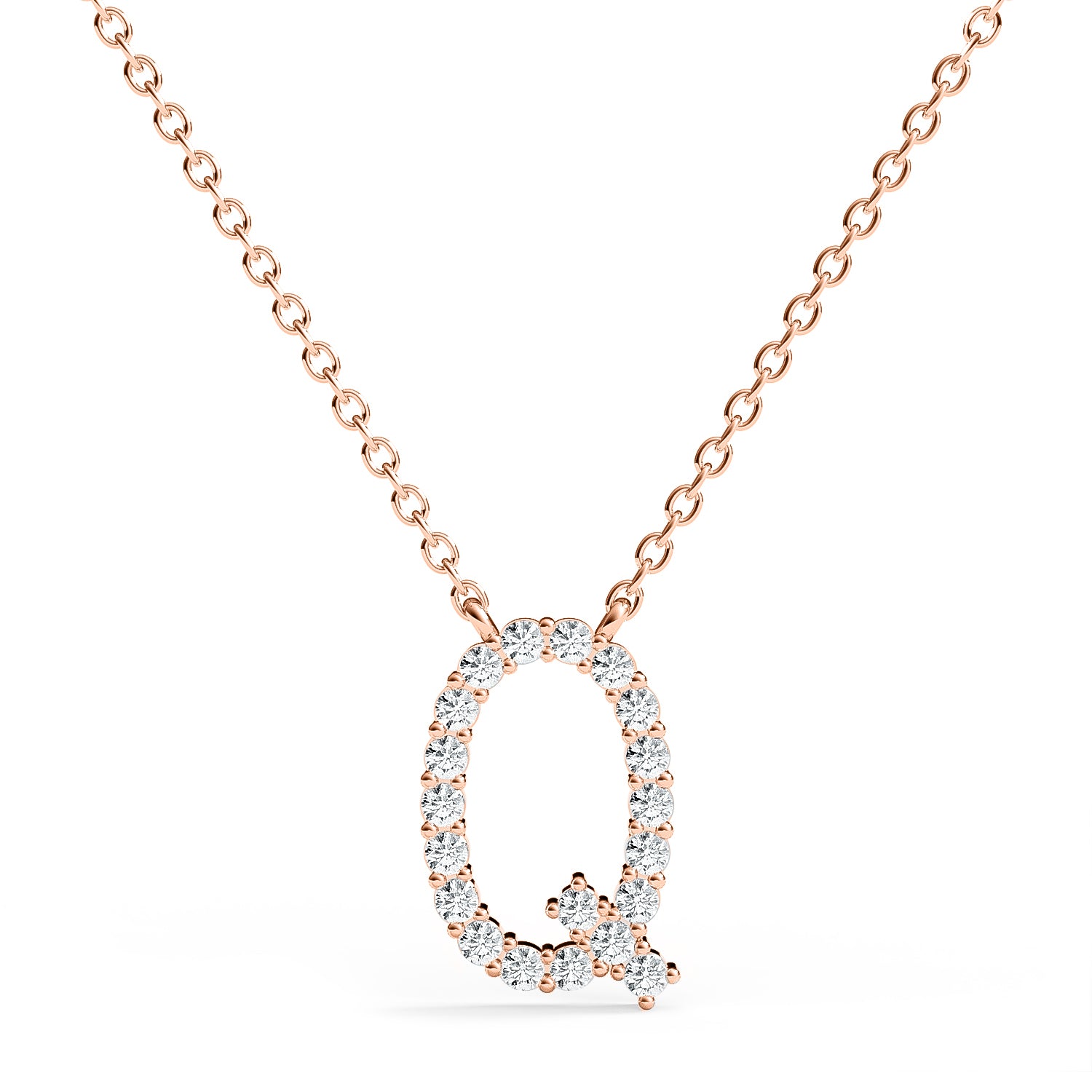 PENELOPE | Diamond Letter Pendant in 9ct Rose Gold (A-Z)