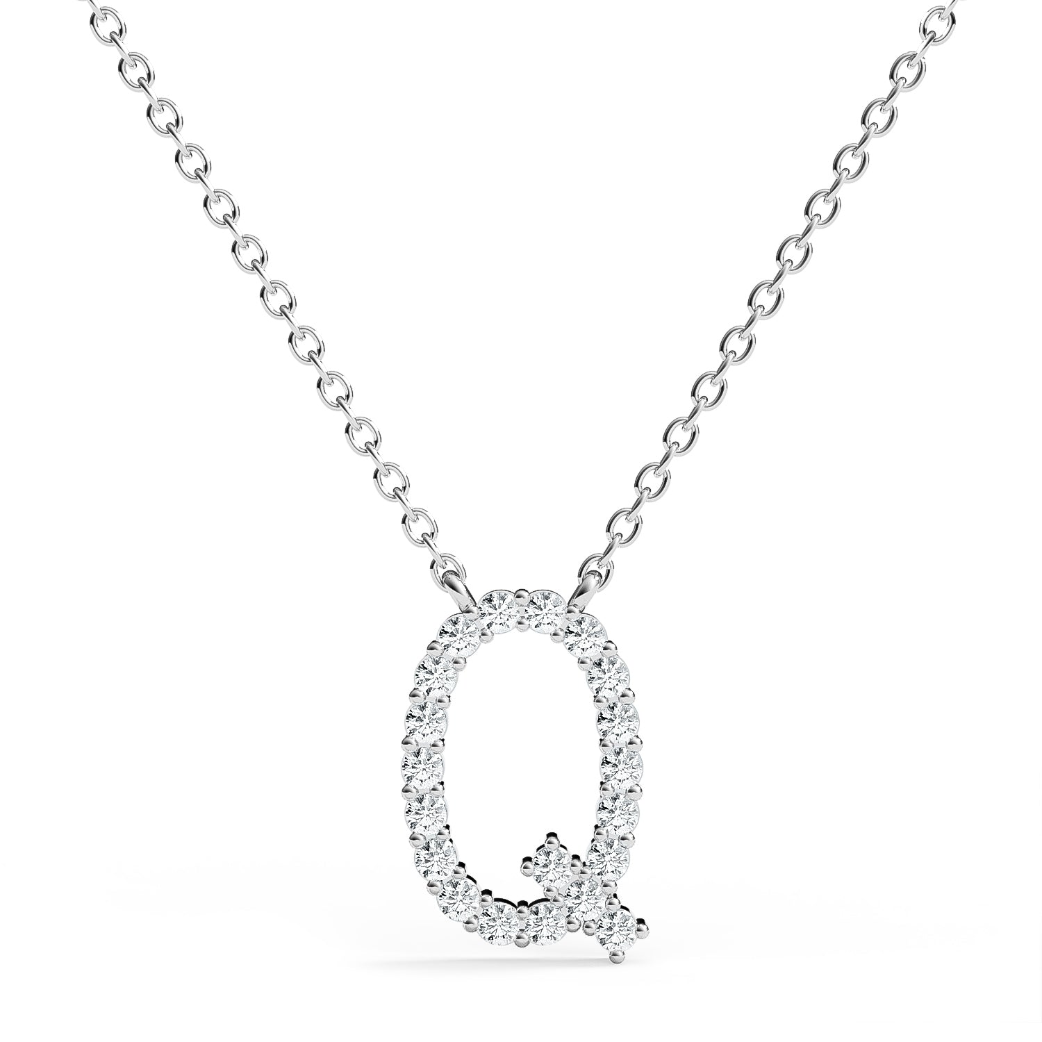 PENELOPE | Diamond Letter Pendant in 9ct White Gold (A-Z)