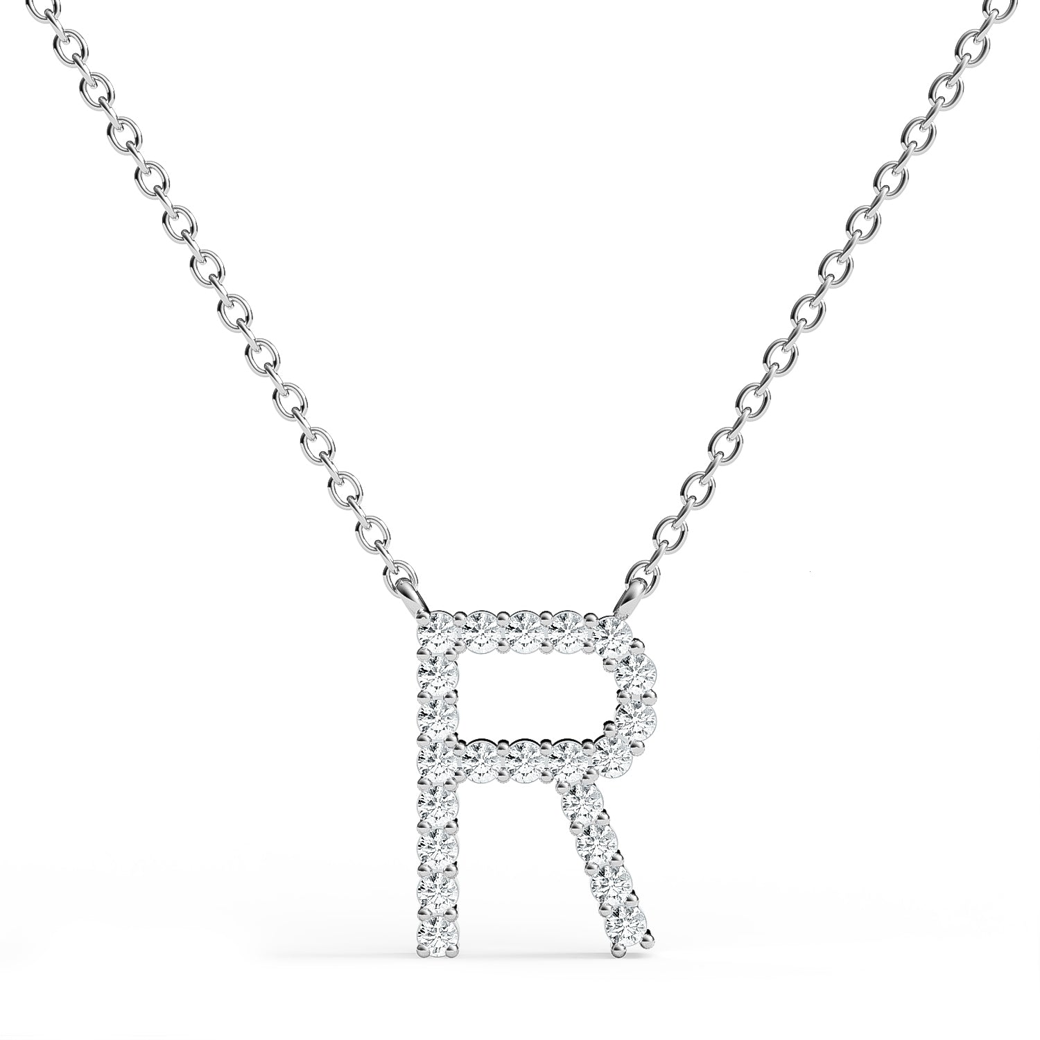 PENELOPE | Diamond Letter Pendant in 9ct White Gold (A-Z)