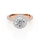 ROSE | Triple Row Pavé Round Brilliant Diamond Ring in Rose & White Gold