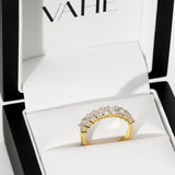 AURORA | 9 Stone Shared Prong Emerald Diamond Ring in Yellow Gold (1.60ct tw.)