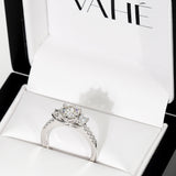 IVY | Three Stone Round Brilliant Diamond Ring in Platinum