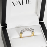 AURORA | Double Base Shared Prong Round Diamond Ring in Yellow & White Gold (1.25ct tw.)