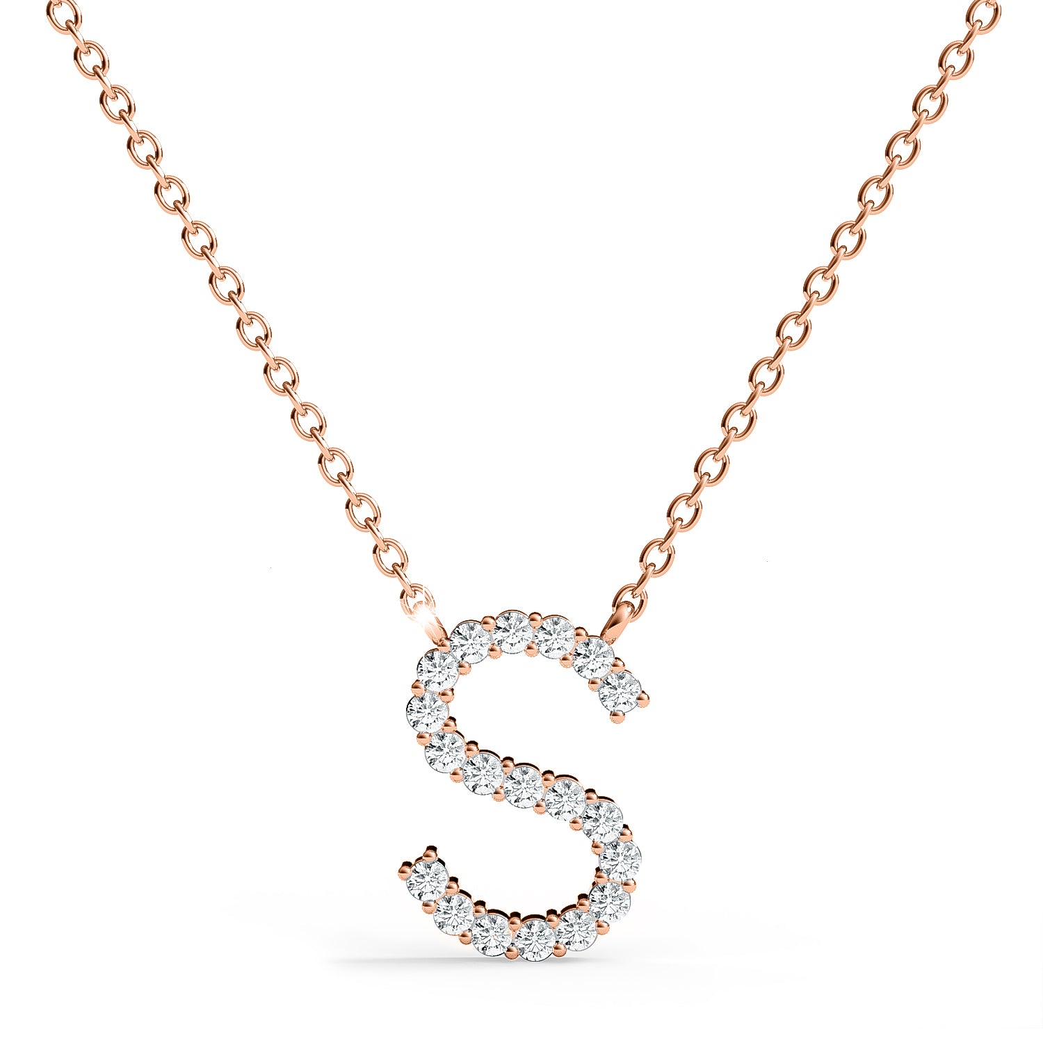 PENELOPE | Diamond Letter Pendant in 9ct Rose Gold (A-Z)