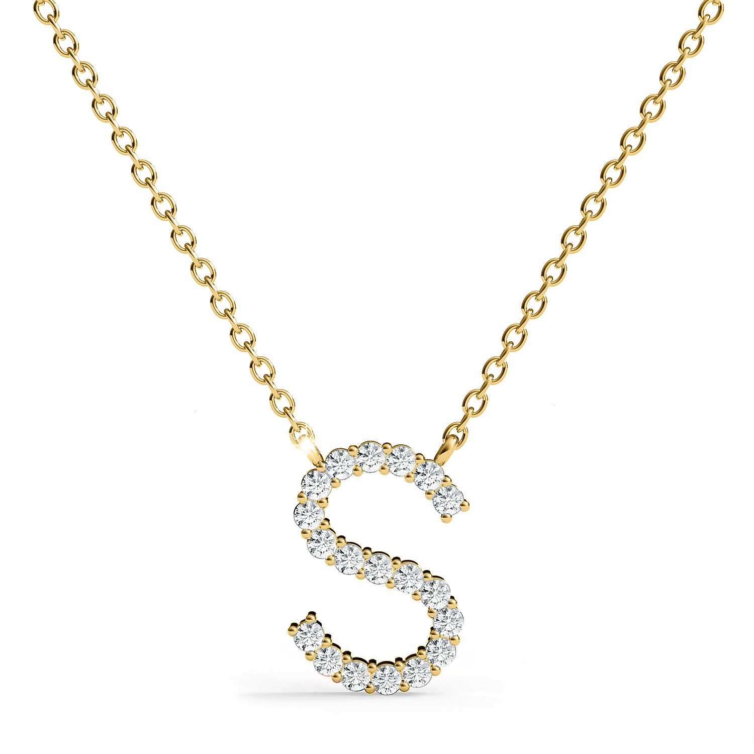 PENELOPE | Diamond Letter Pendant in 9ct Yellow Gold (A-Z)