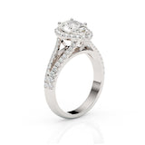 SCARLETT | Scalloped Pavé Split Shoulder Pear Shape Ring in White Gold
