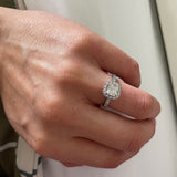 STEPHANIE | Swept Up Shoulder Halo Cushion Cut Diamond Ring in 18ct White Gold