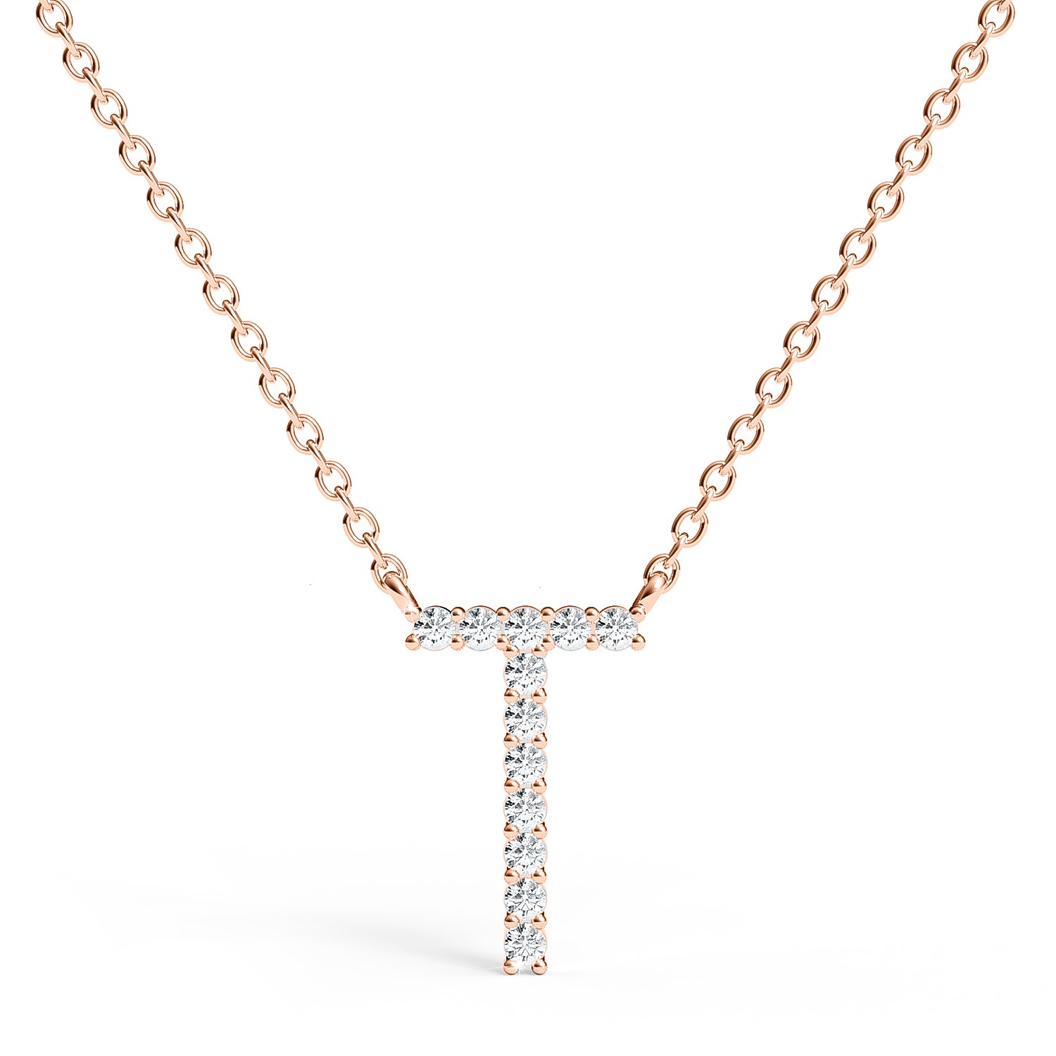 PENELOPE | Diamond Letter Pendant in 9ct Rose Gold (A-Z)
