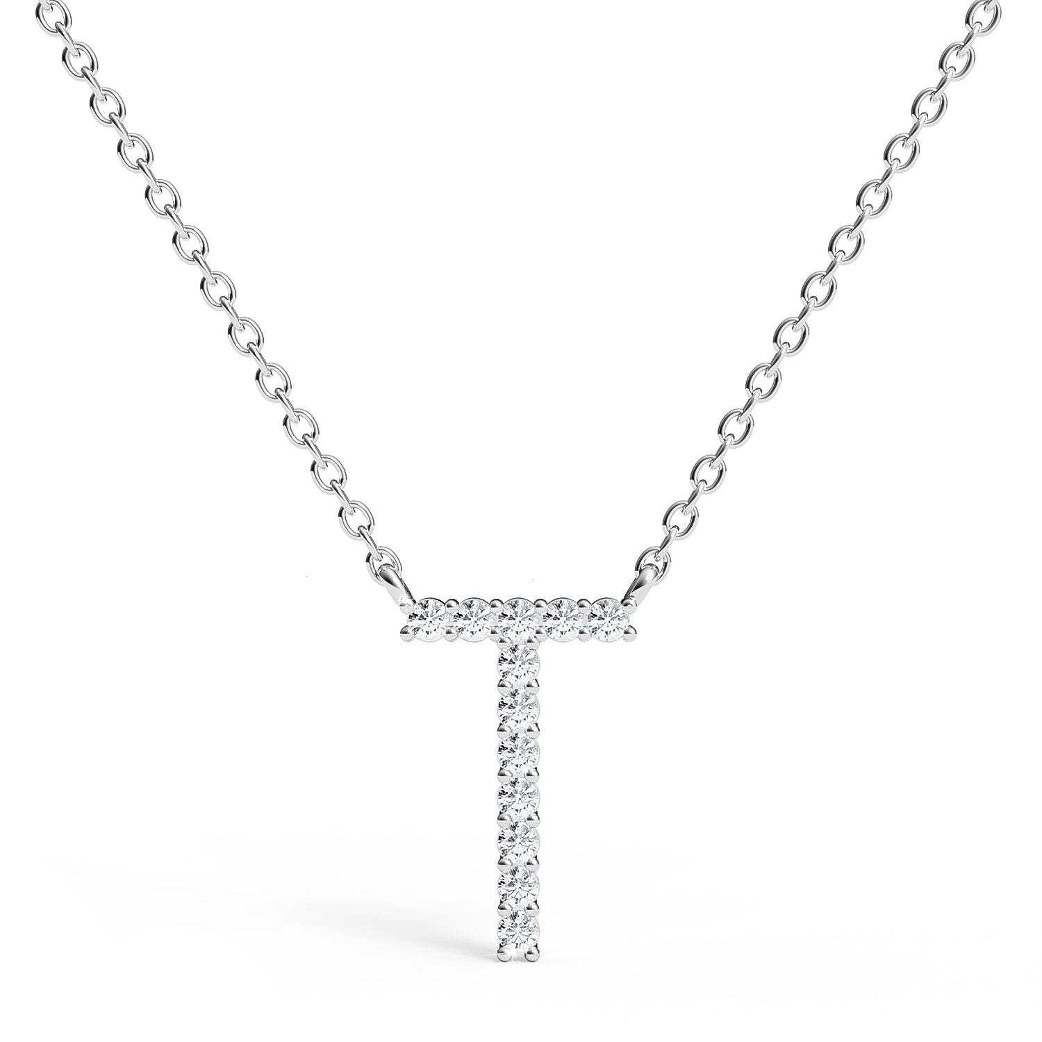 PENELOPE | Diamond Letter Pendant in 9ct White Gold (A-Z)