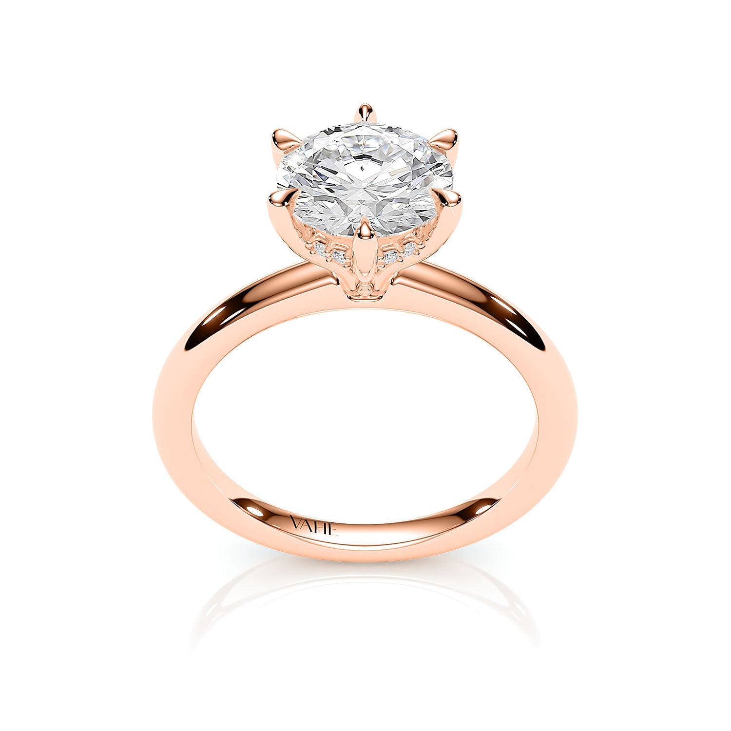 TIFFANY | Hidden Halo Round Brilliant Diamond Ring in Rose Gold – top view