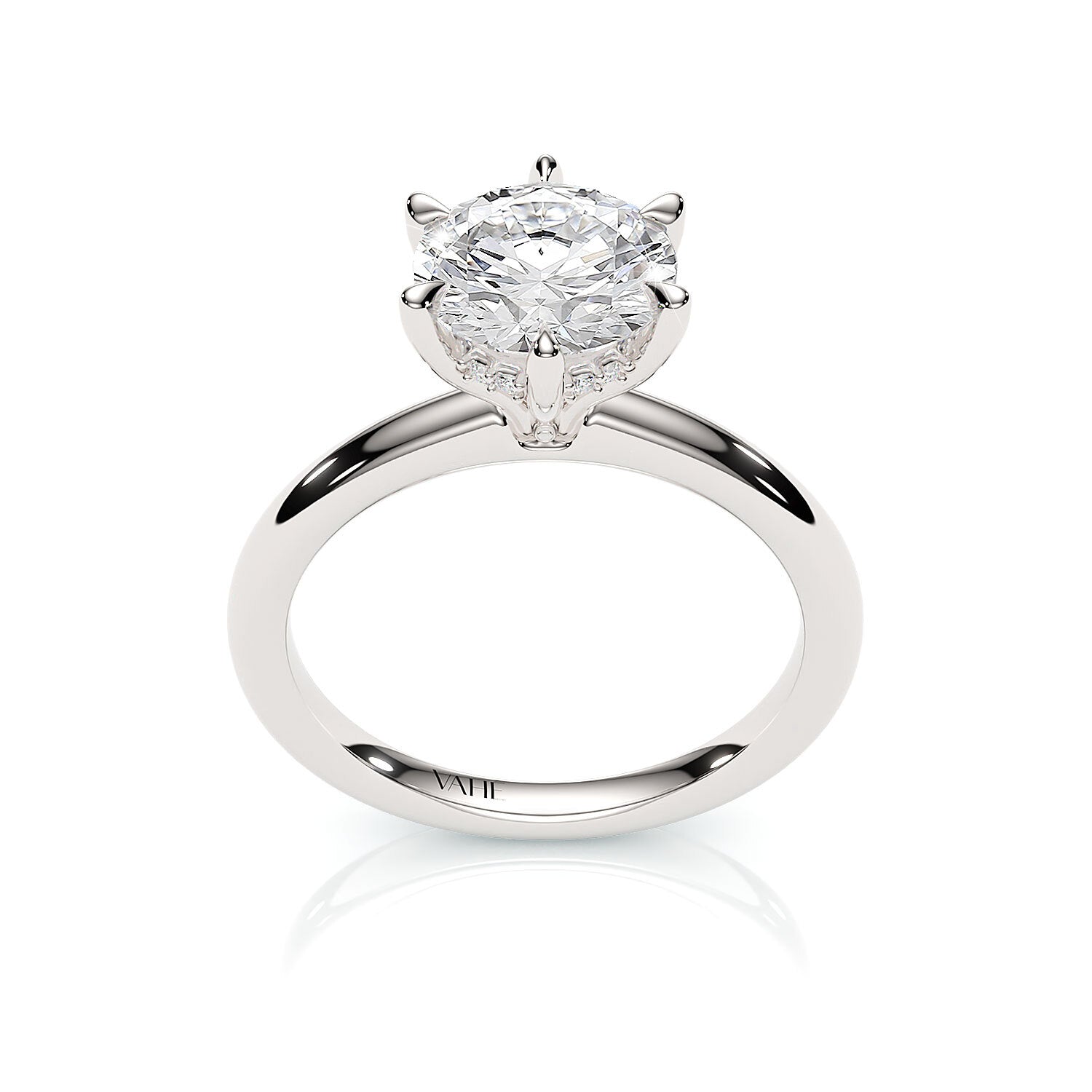 TIFFANY | Hidden Halo Round Brilliant Diamond Ring in White Gold – top view