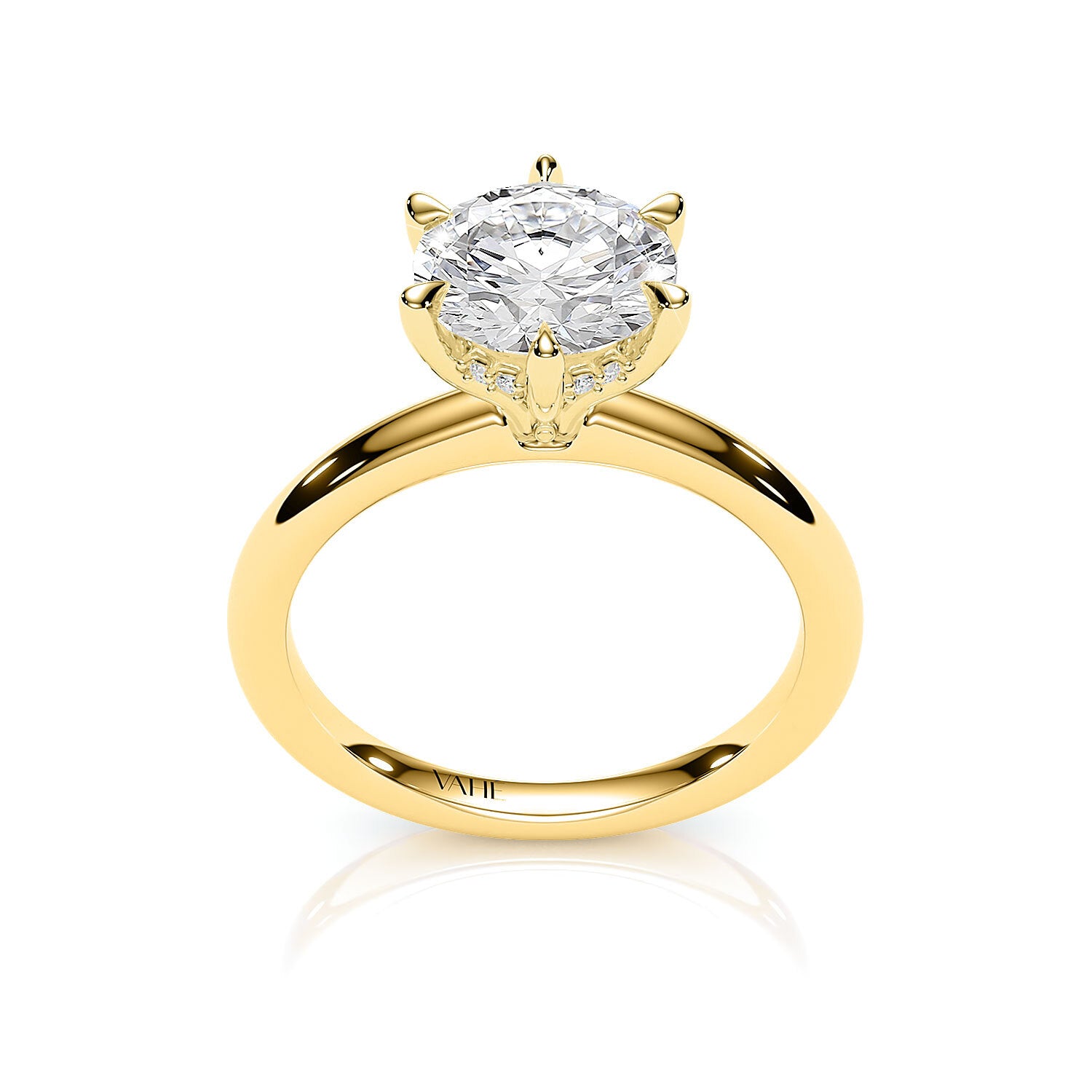TIFFANY | Hidden Halo Round Brilliant Diamond Ring in Yellow Gold – top view