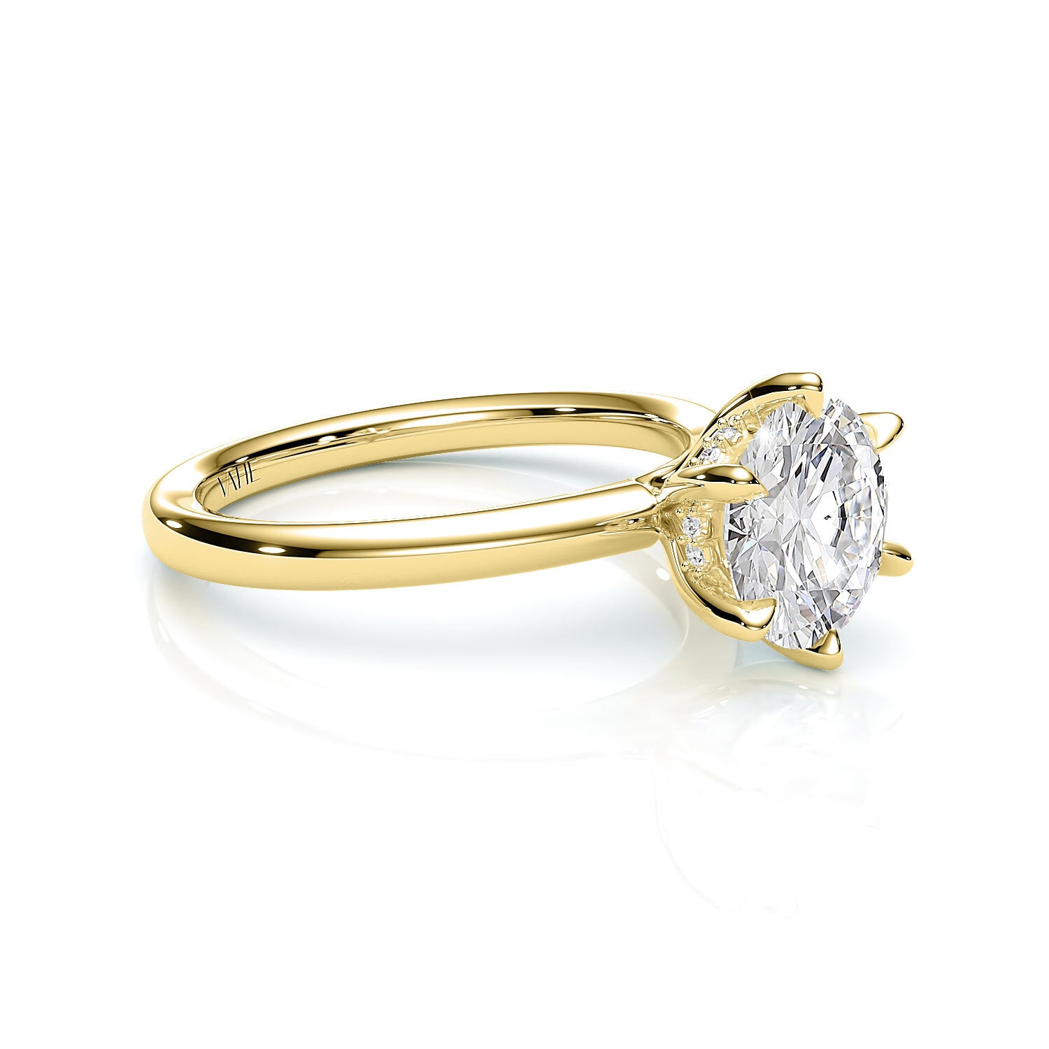 TIFFANY | Hidden Halo Round Brilliant Diamond Ring in Yellow Gold – side view