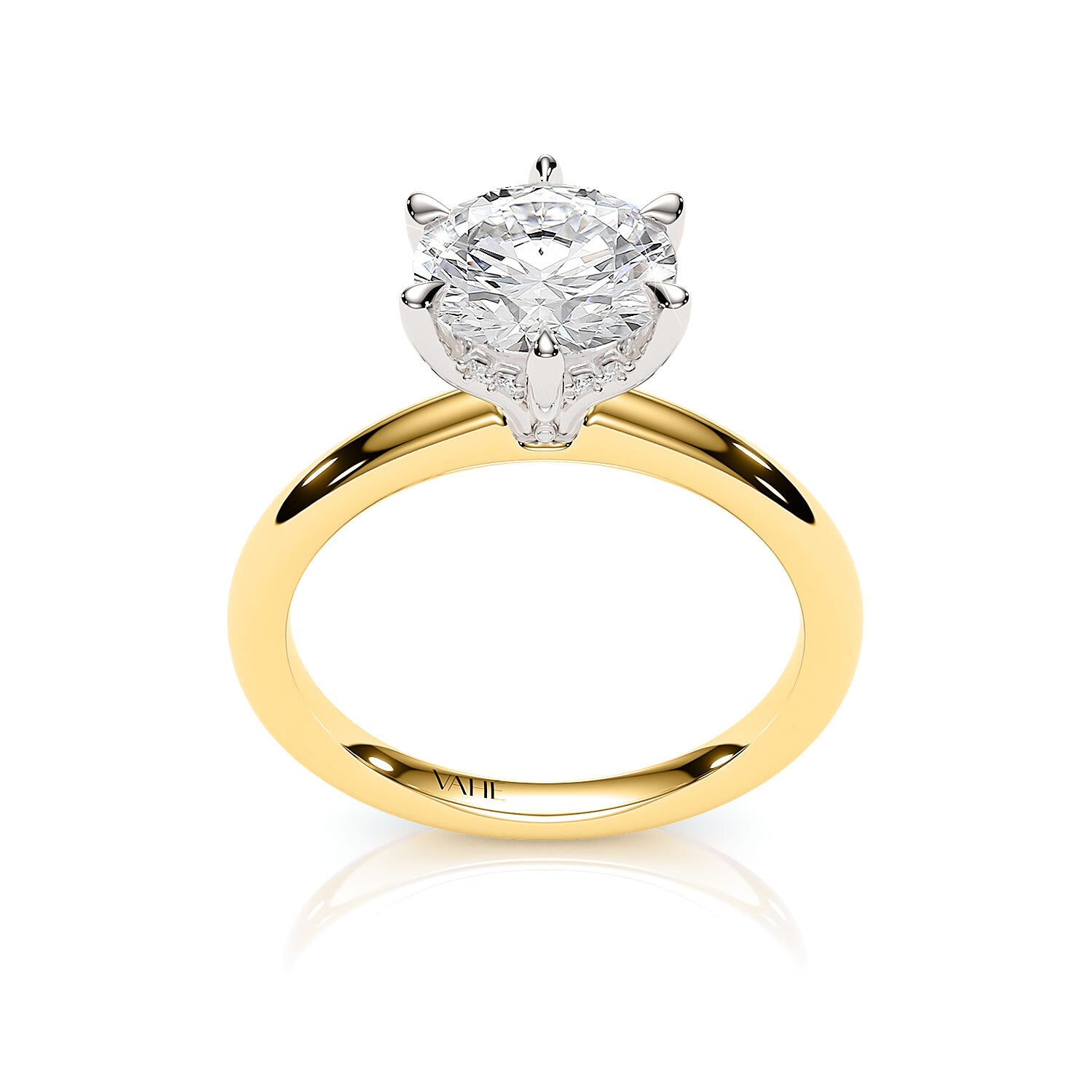 TIFFANY | Hidden Halo Round Brilliant Diamond Ring in Yellow & White Gold – top view
