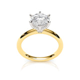 TIFFANY | Hidden Halo Round Brilliant Diamond Ring in Yellow & White Gold – top view