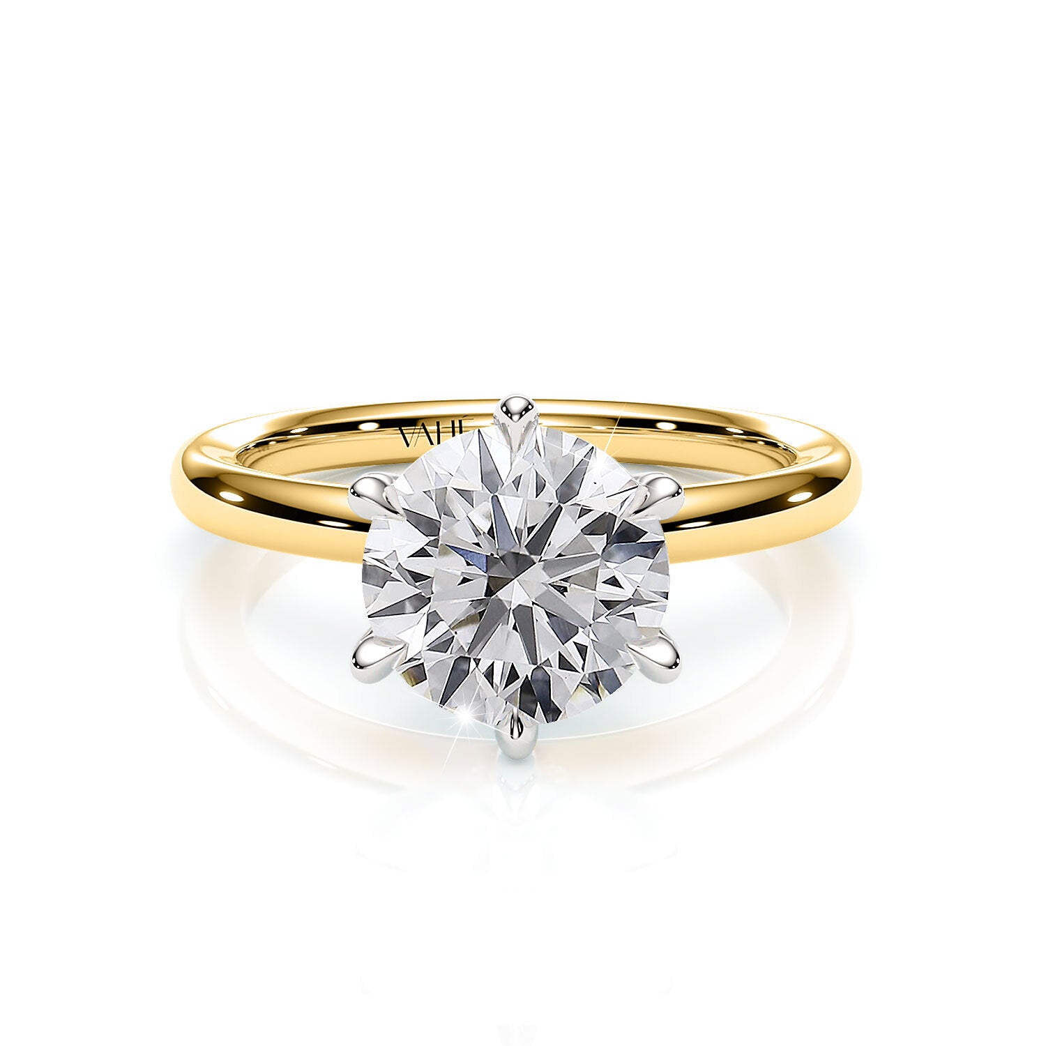 TIFFANY | Hidden Halo Round Brilliant Diamond Ring in Yellow & White Gold