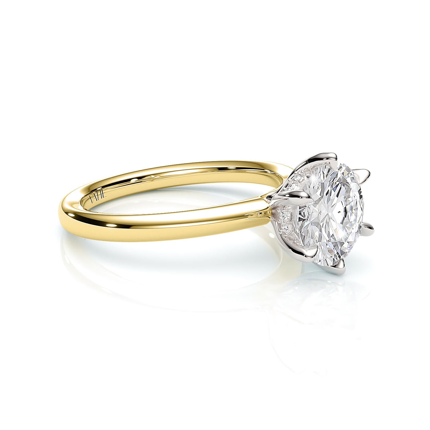 TIFFANY | Hidden Halo Round Brilliant Diamond Ring in Yellow & White Gold – side view