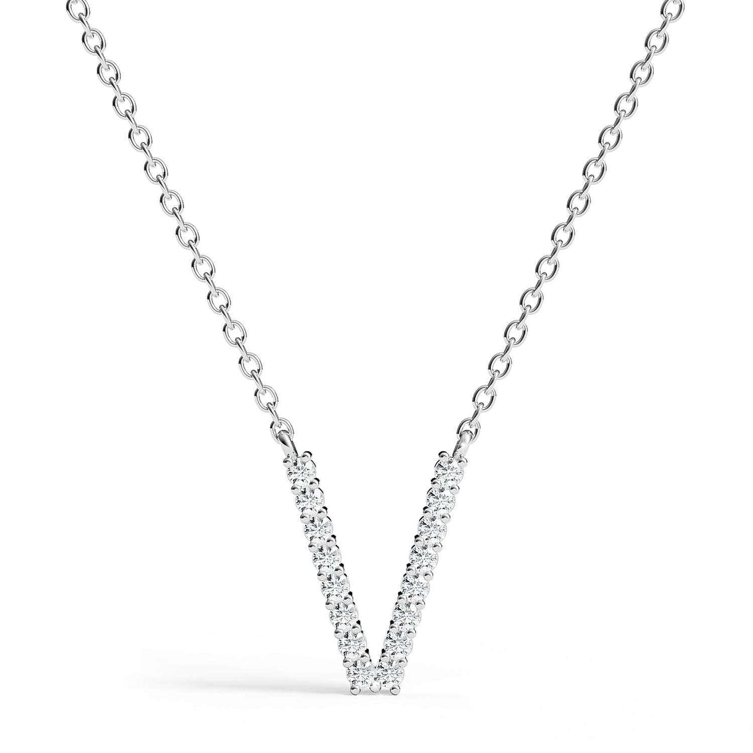 PENELOPE | Diamond Letter Pendant in 9ct White Gold (A-Z)